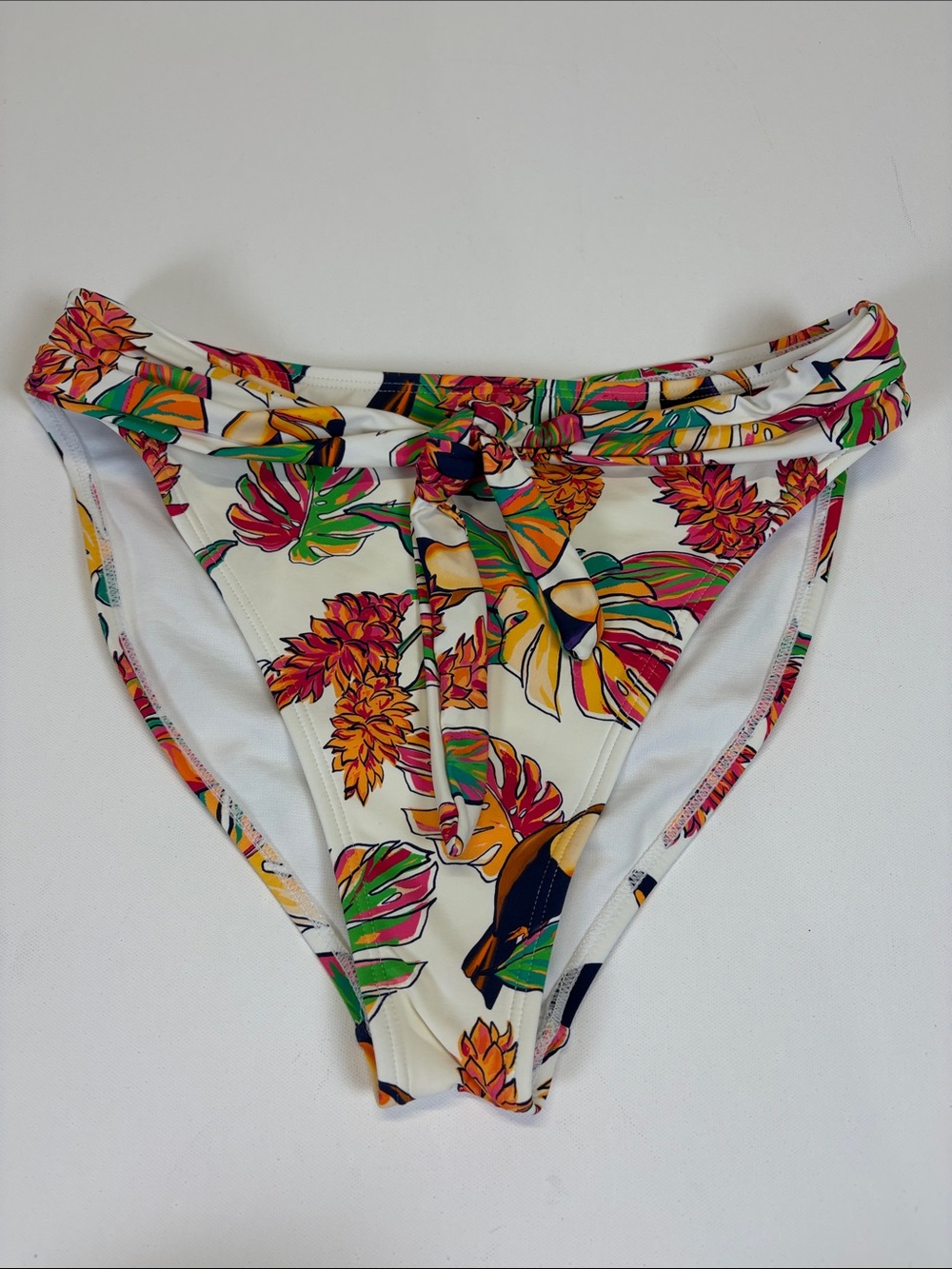 Mynah Tropical Floral Bikini Bottoms Size Large Tie Front Swim Brief